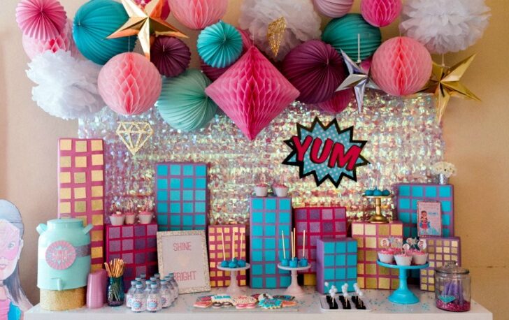 Pink, Purple and Turquoise Superhero Party for Girls - Project Nursery