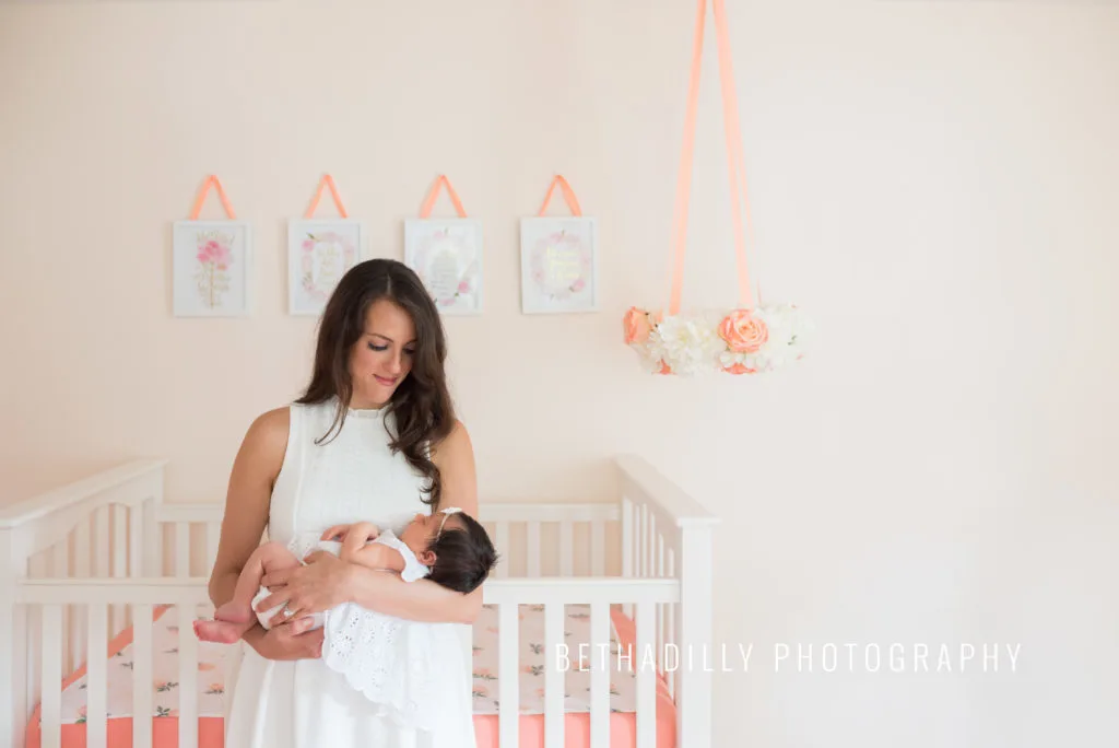 Pink and Coral Girls Nursery with Floral Wreath Mobile - Project Nursery