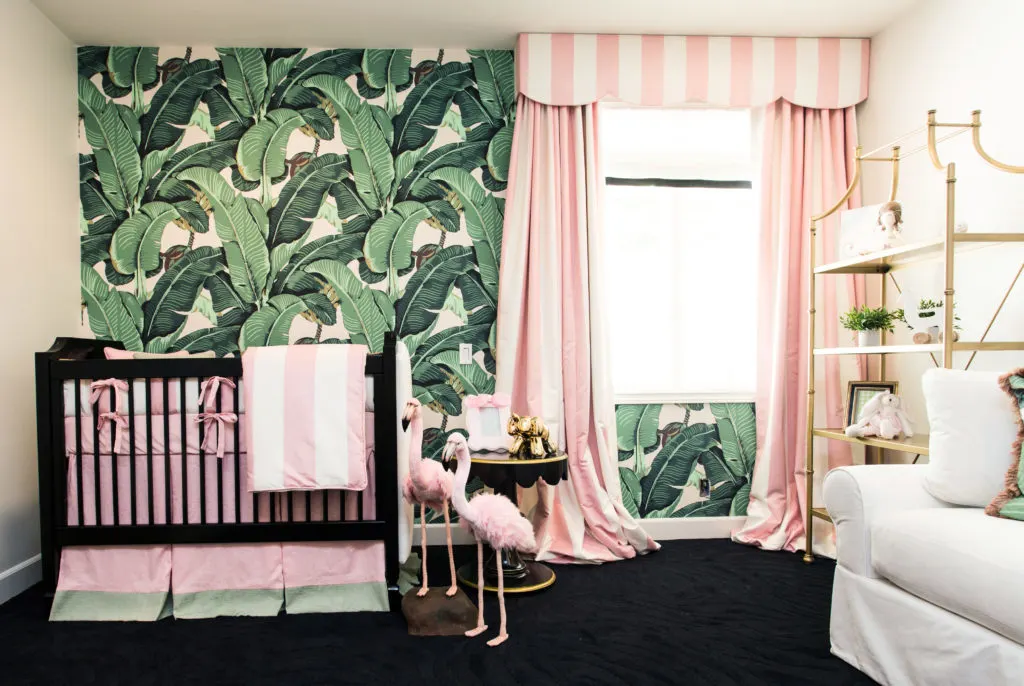 Beverly Hills Hotel Inspired Nursery Sophisticated Green and Pink Nursery - Project Nursery