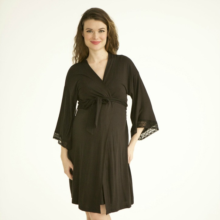 Black Maternity Robe