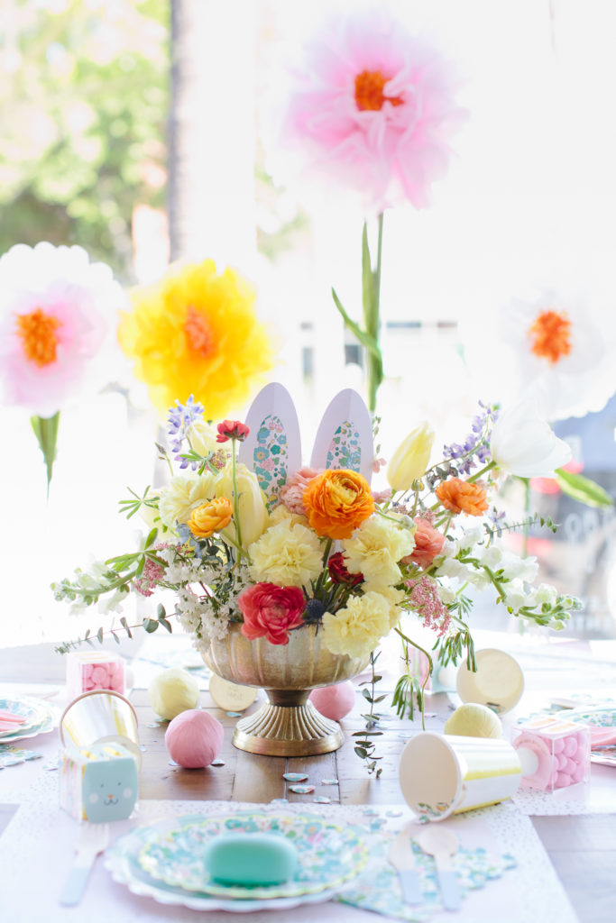 Easter Flower Arrangement with Bunny Ears