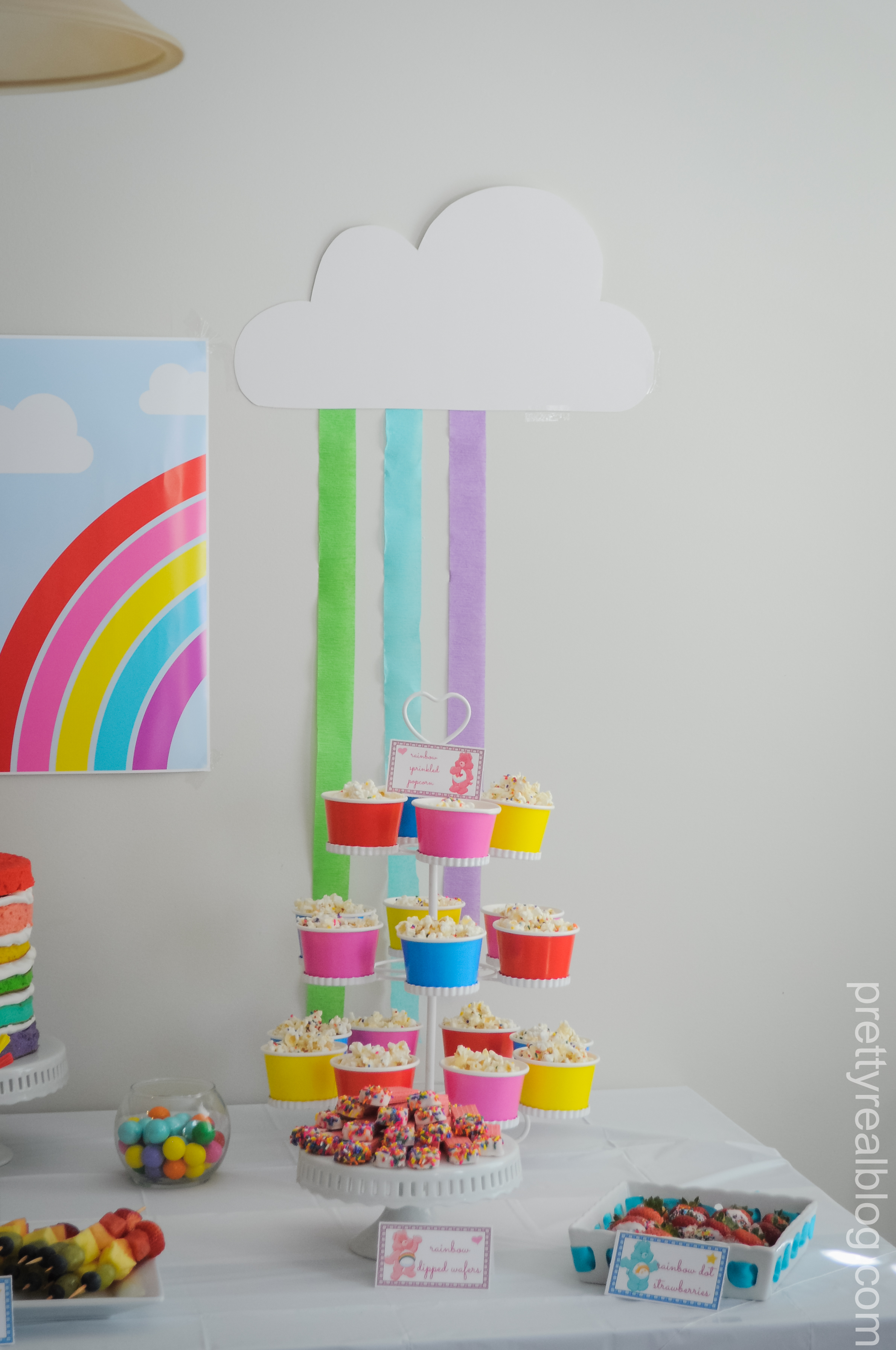 Cake table for Care Bears & rainbows birthday party (it really was  straight)  Care bears birthday party, Rainbow birthday party, Birthday  decorations kids