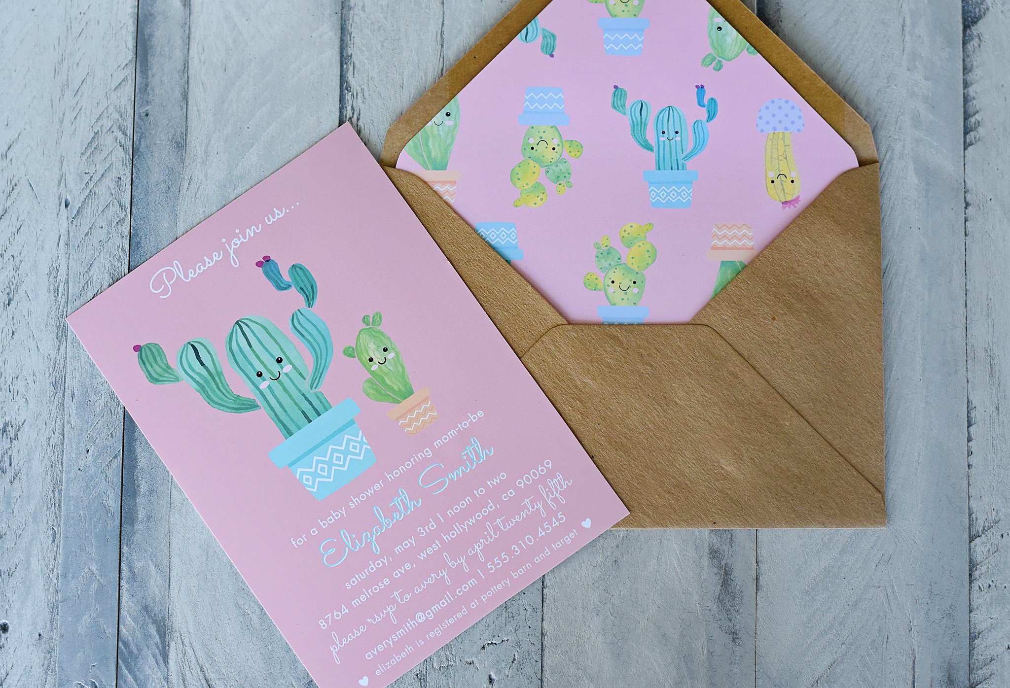 Cactus Cutie Printable Baby Shower Invitation