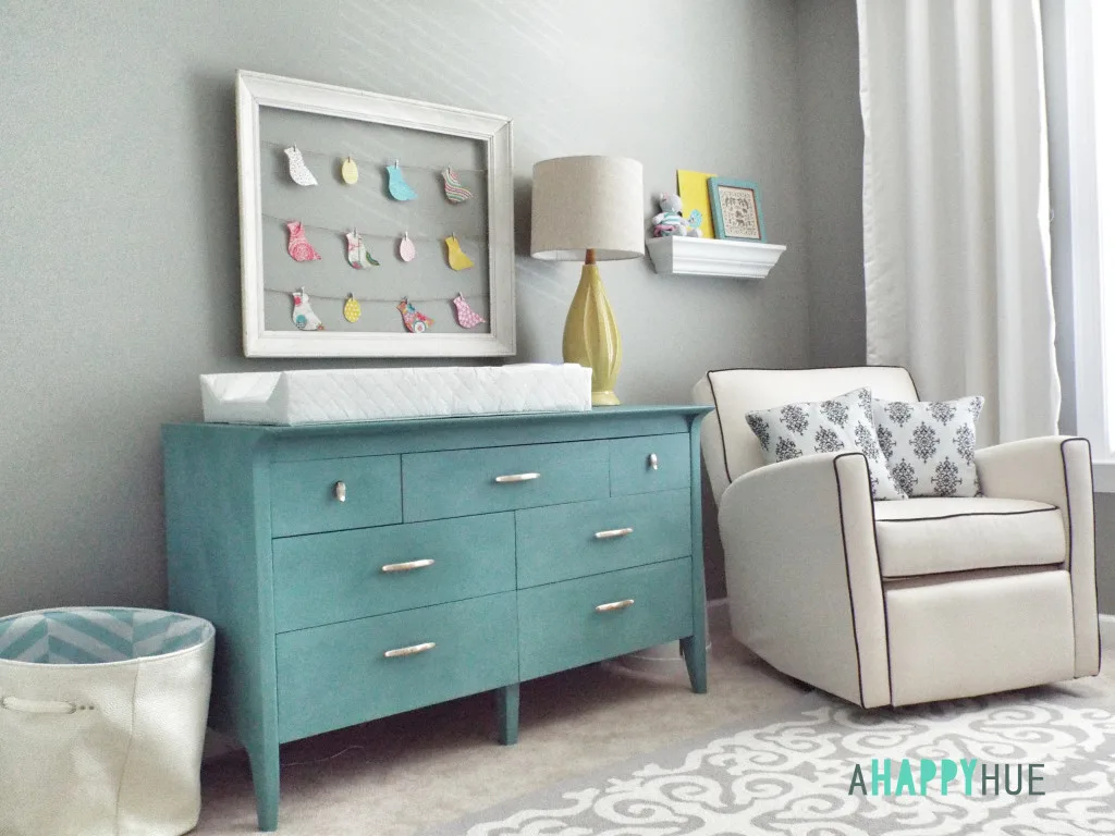 Bird-Themed Nursery Turquoise Dresser/Changing Table in the Nursery - Project Nursery