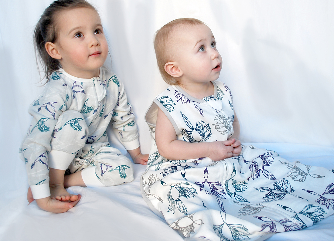 Nest Designs Grey Birds Sleep Suit and White Birds Sleep Bag