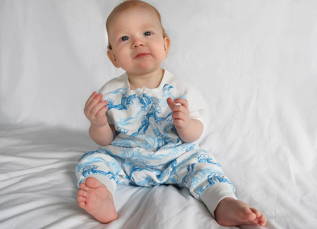 Nest Designs Raglan Waves Sleep Suit - Project Nursery