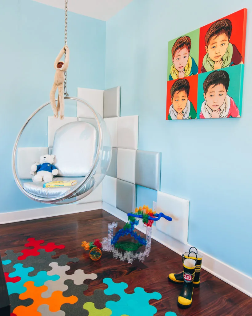 Modern Boy's Room with Clear Bubble Chair