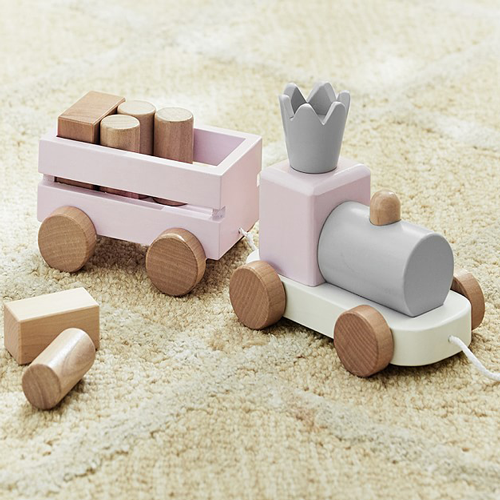 Pink and Gray Wooden Train