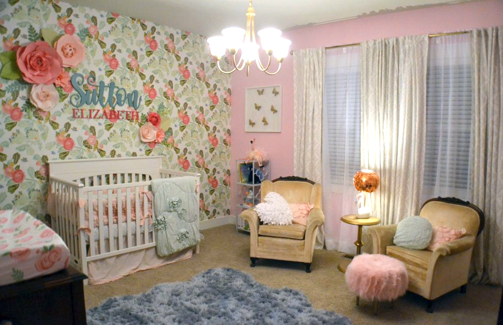 Vintage Girl's Nursery with Floral Anthropologie Wallpaper - Project Nursery