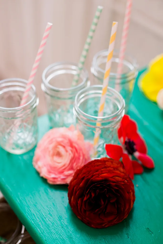 Mason Jar Glasses with Paper Straws - Project Nursery