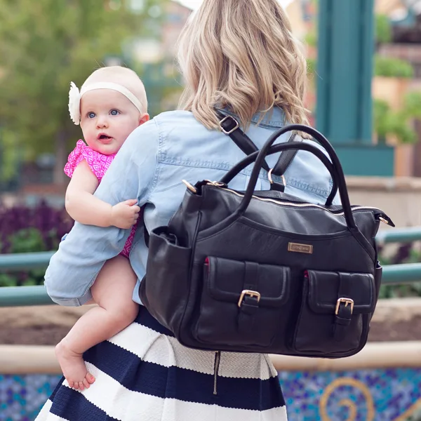 Elizabeth Black and Red Diaper Bag from Lily Jade