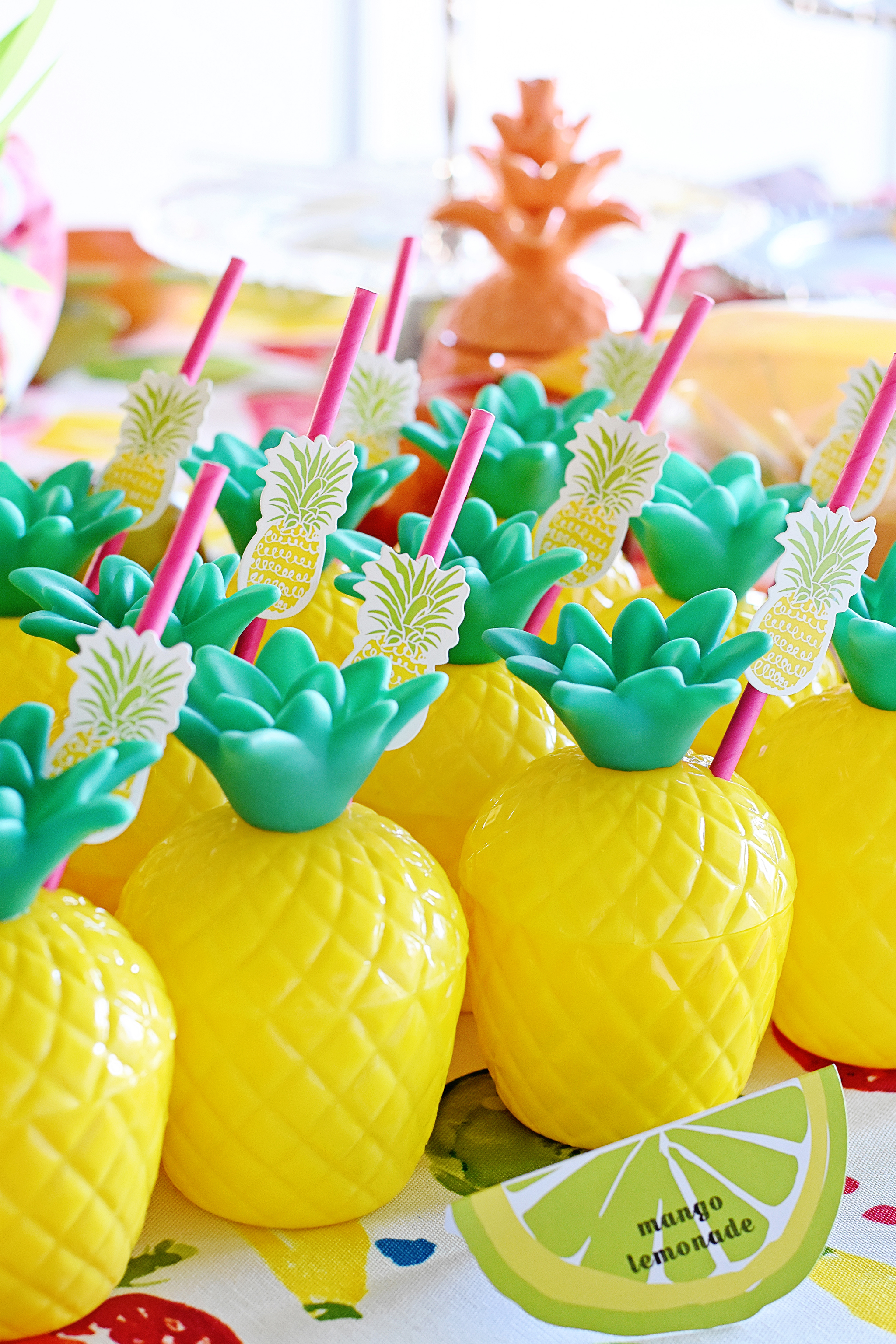 Pineapple Drinking Cups for Tutti Frutti Birthday Party - Project Nursery