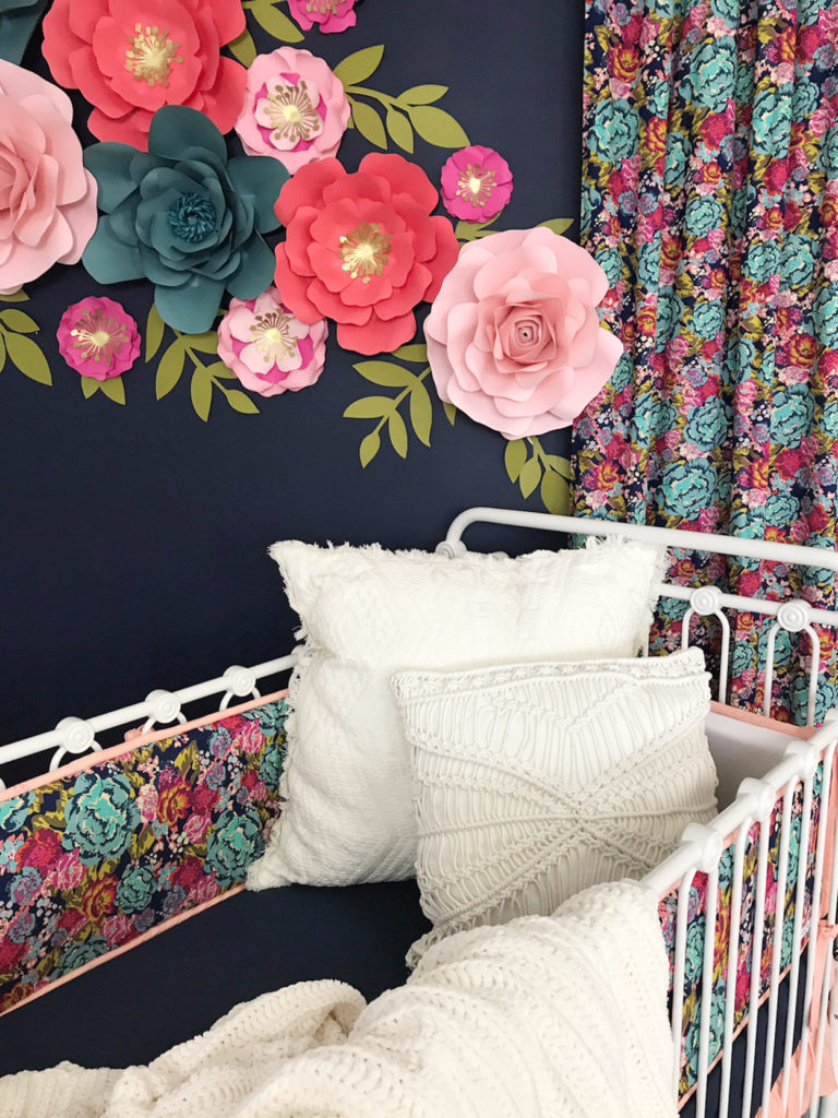 Jocelyn's Dark Floral Navy Nursery - Project Nursery