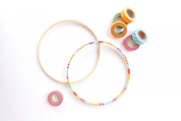 Washi Tape Wrapped Embroidery Hoops