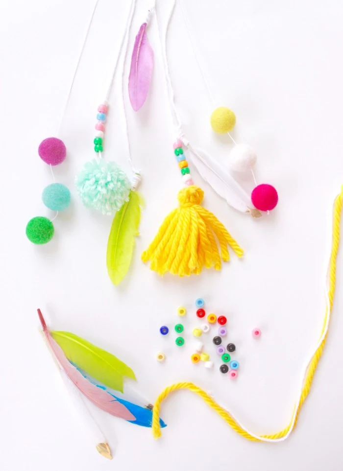 Feather and Felt Ball Tassels