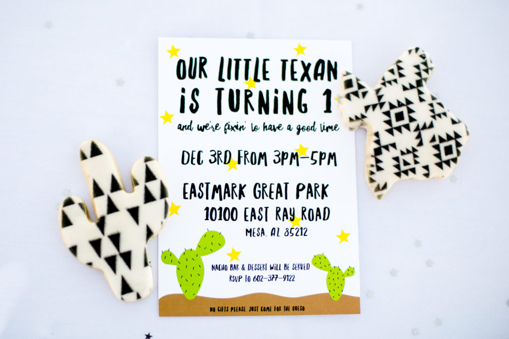 Modern Texas Themed First Birthday Party Invitation