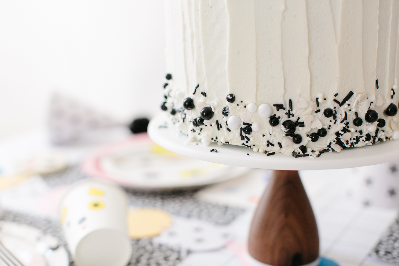 Modern Black and White Sprinkles on Cake