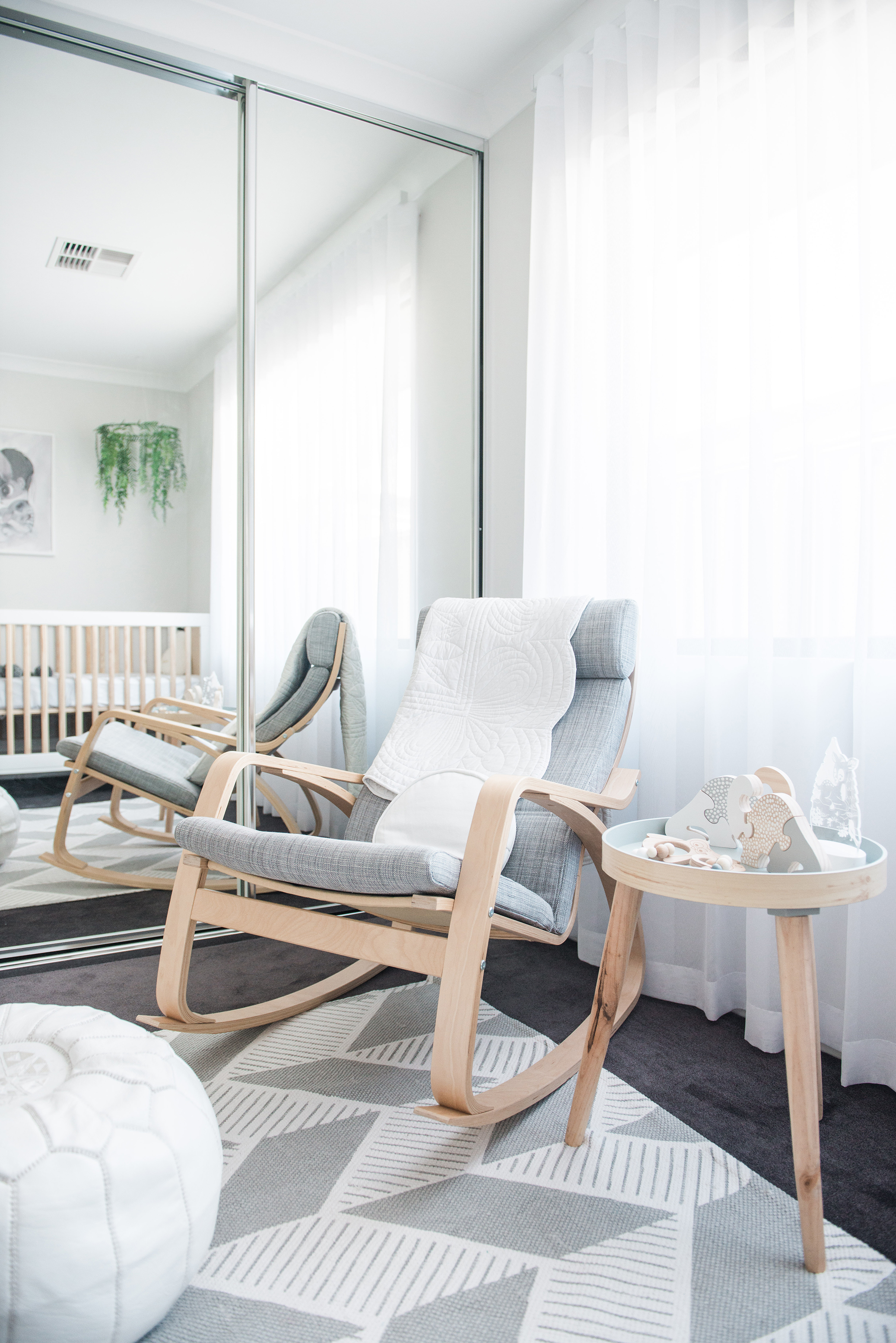 Ikea Rocker in White, Gray and Natural Wood Nursery - Project Nursery