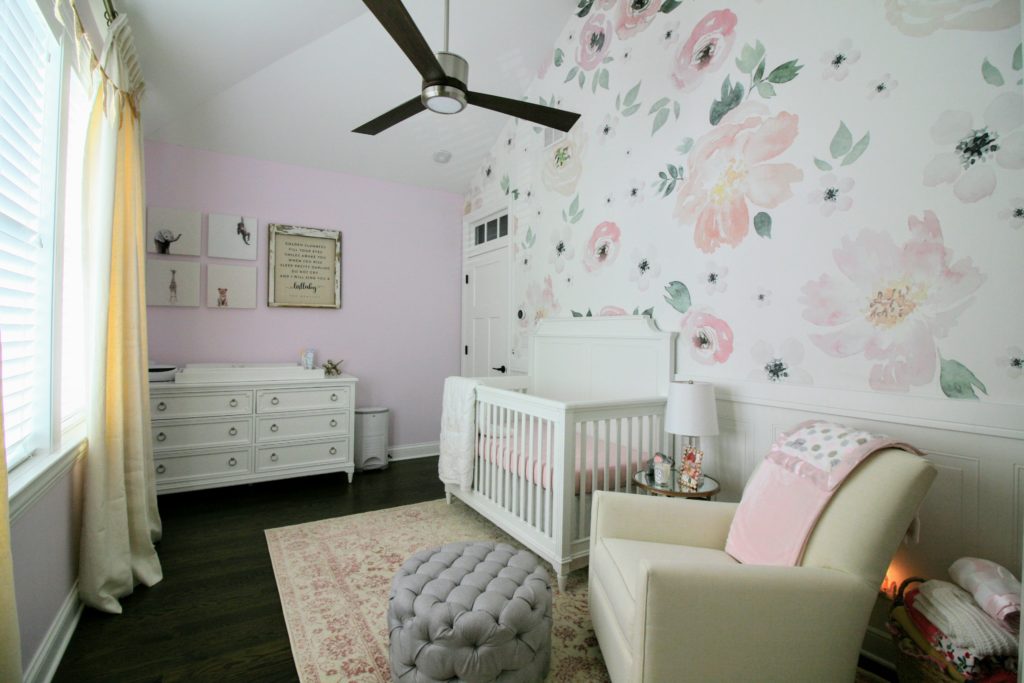 Feminine Girls Nursery with Floral Wallpaper - Project Nursery