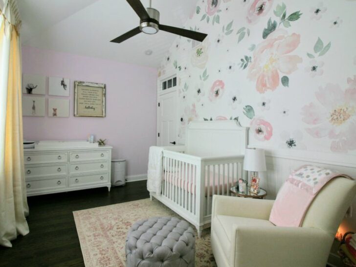 Feminine Girls Nursery with Floral Wallpaper - Project Nursery