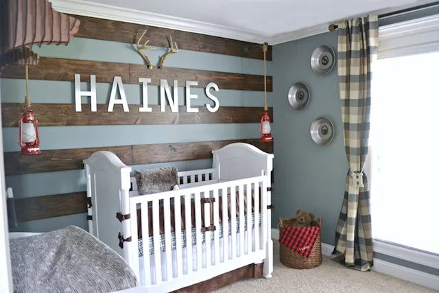 Alaska Inspired Nursery with Wood Striped Wall - Project Nursery