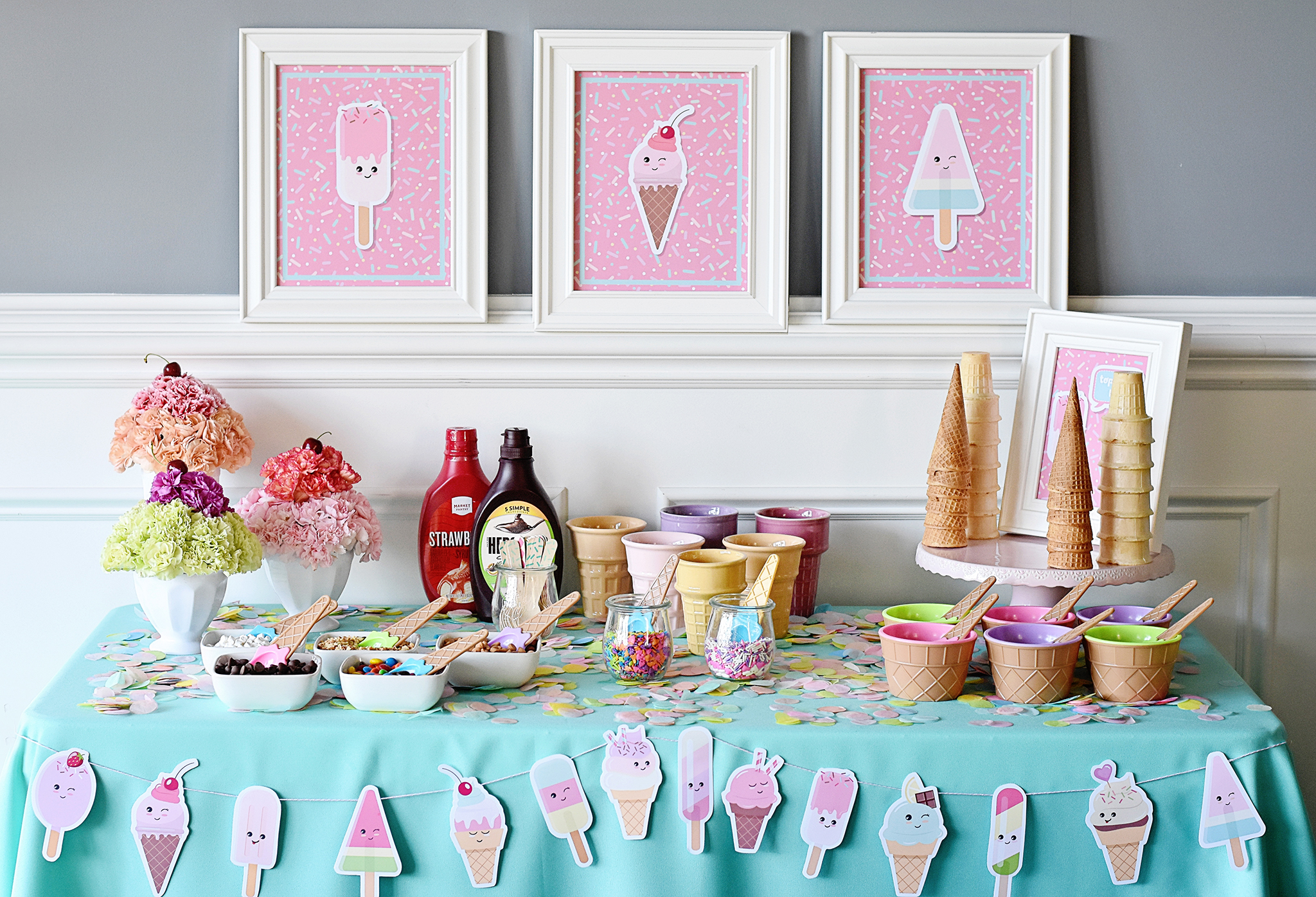 DIY Ice Cream Sundae and Toppings Bar