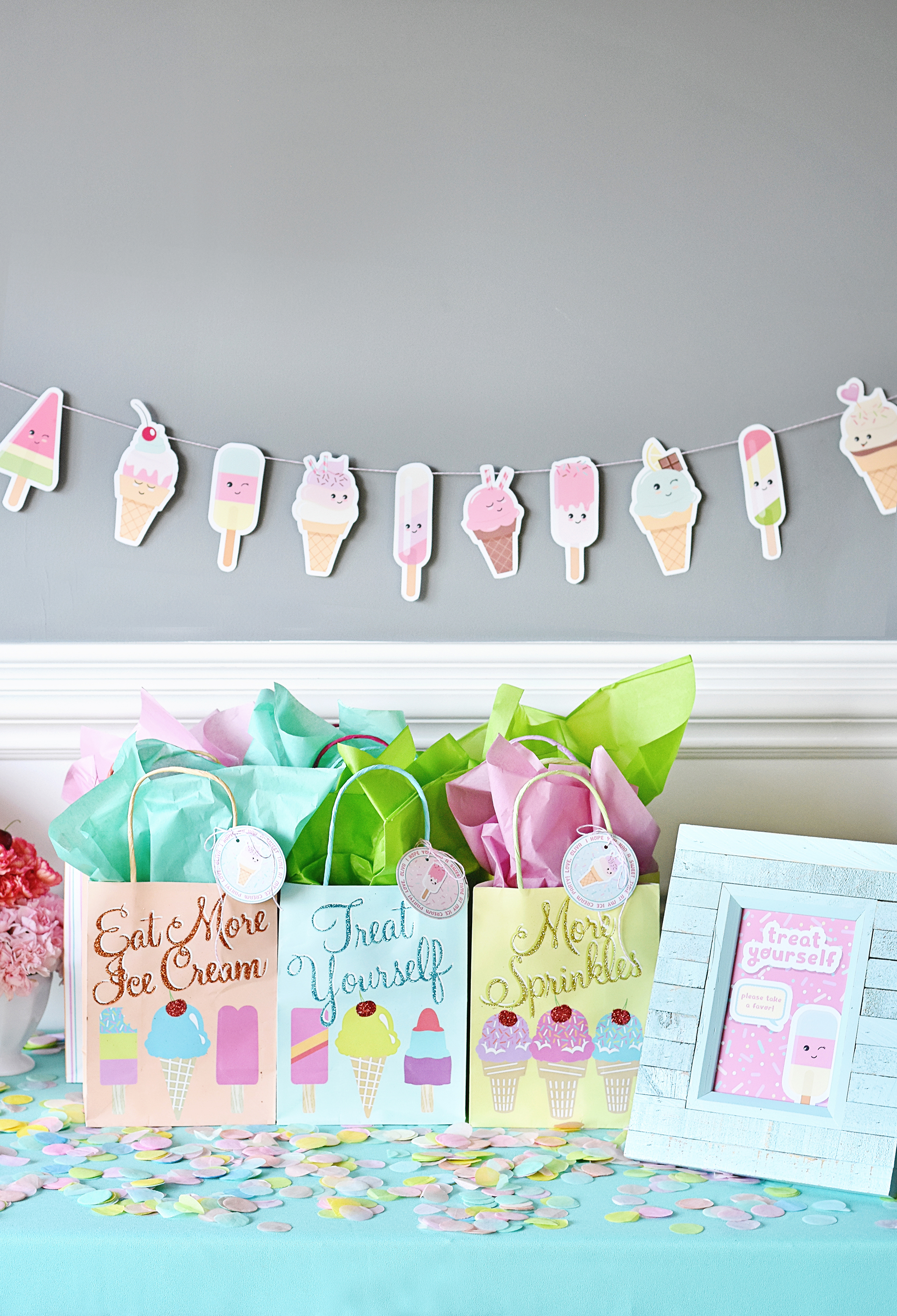 Treat Yourself at the Ice Cream Goody Bag Favor Table