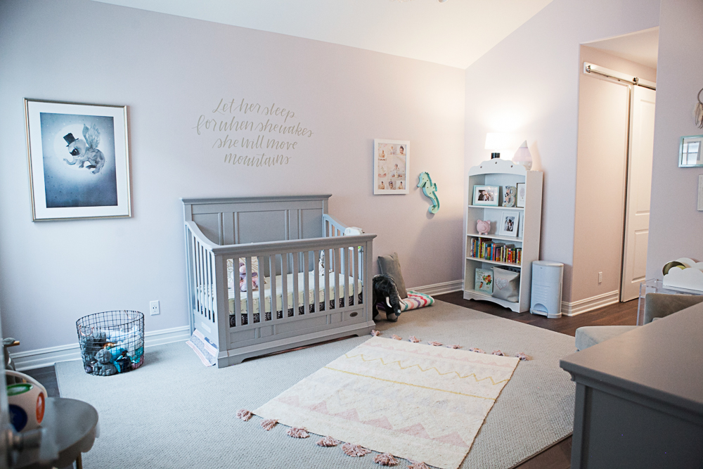 Feminine Pink and Gray Girls Nursery