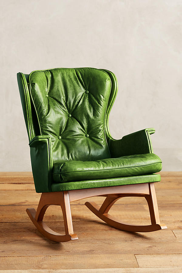 Green Leather Rocker from Anthropologie