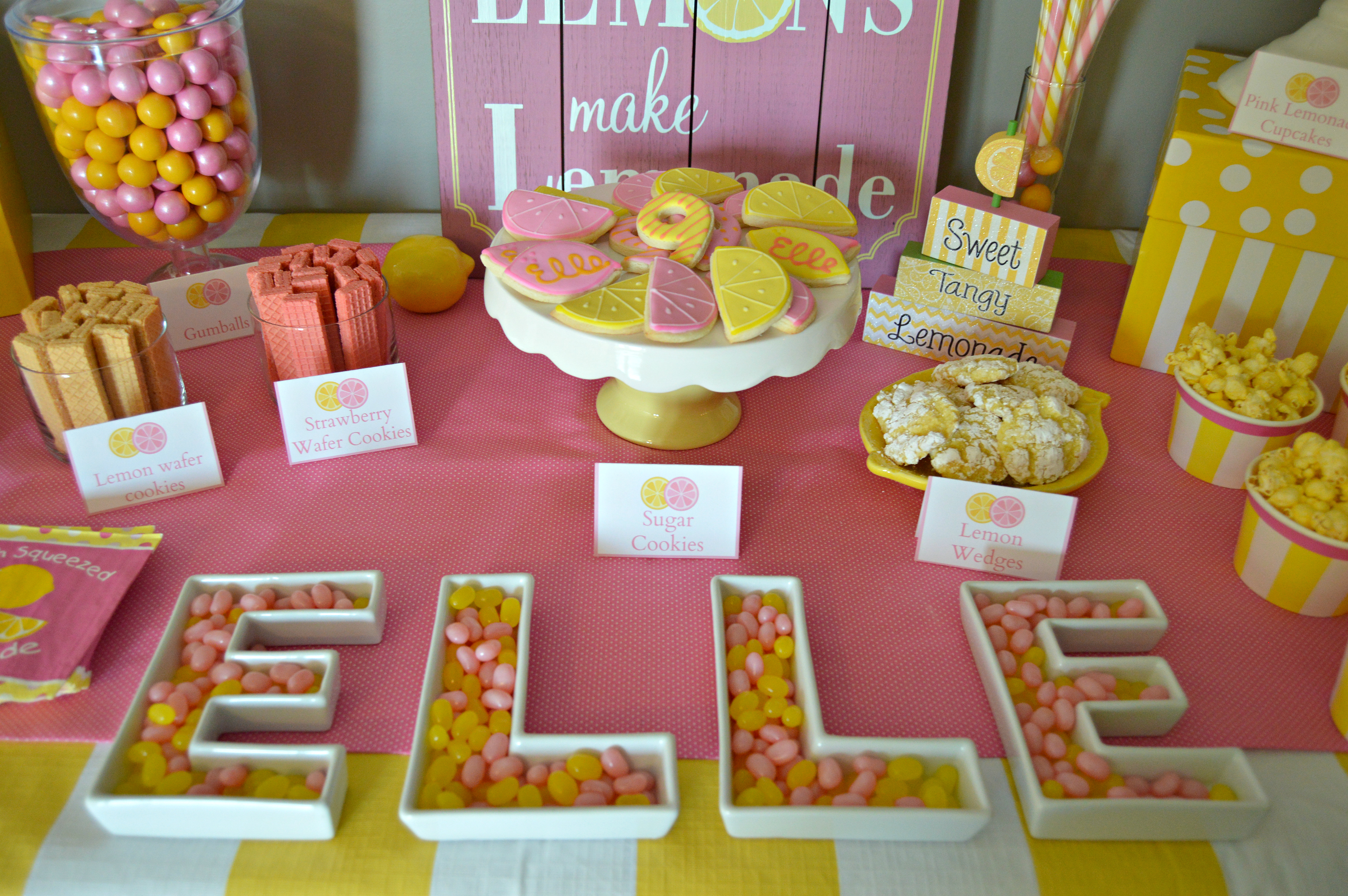 Pink lemonade store baby shower decorations