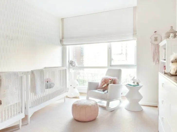 Soft Pink and White Twin Girls Nursery - Project Nursery