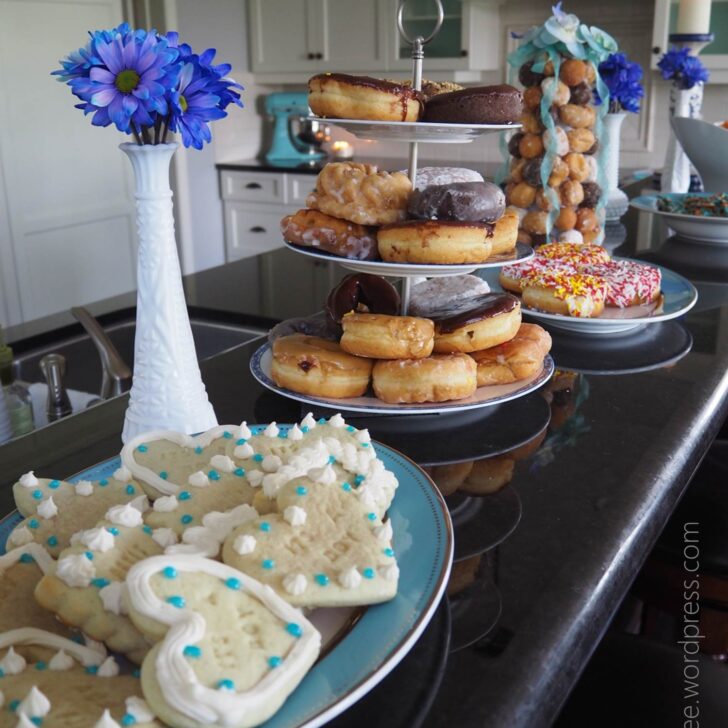 Turquoise Baby Sprinkle dessert table