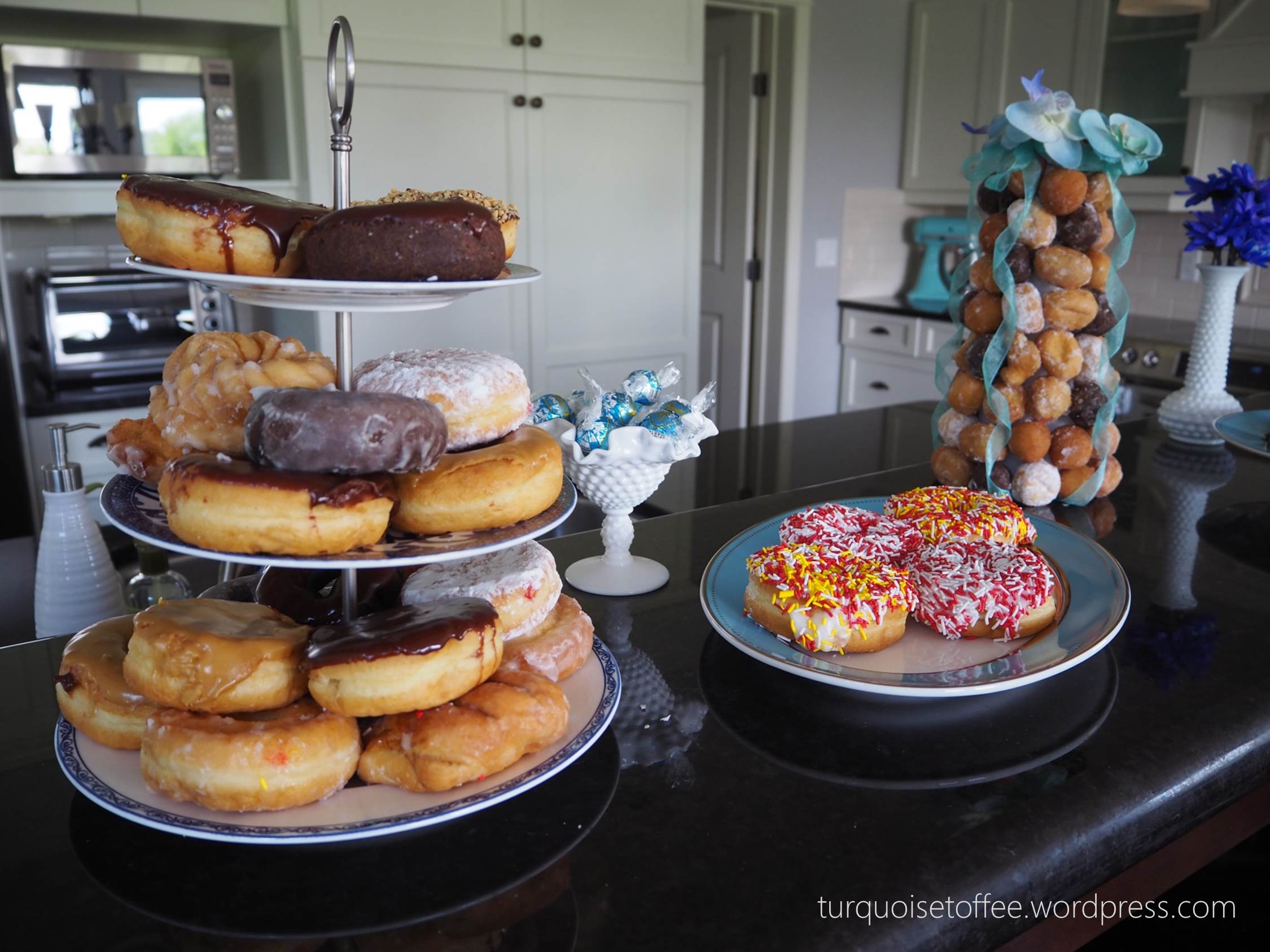 Turquoise Baby Sprinkle donut doughnut tower