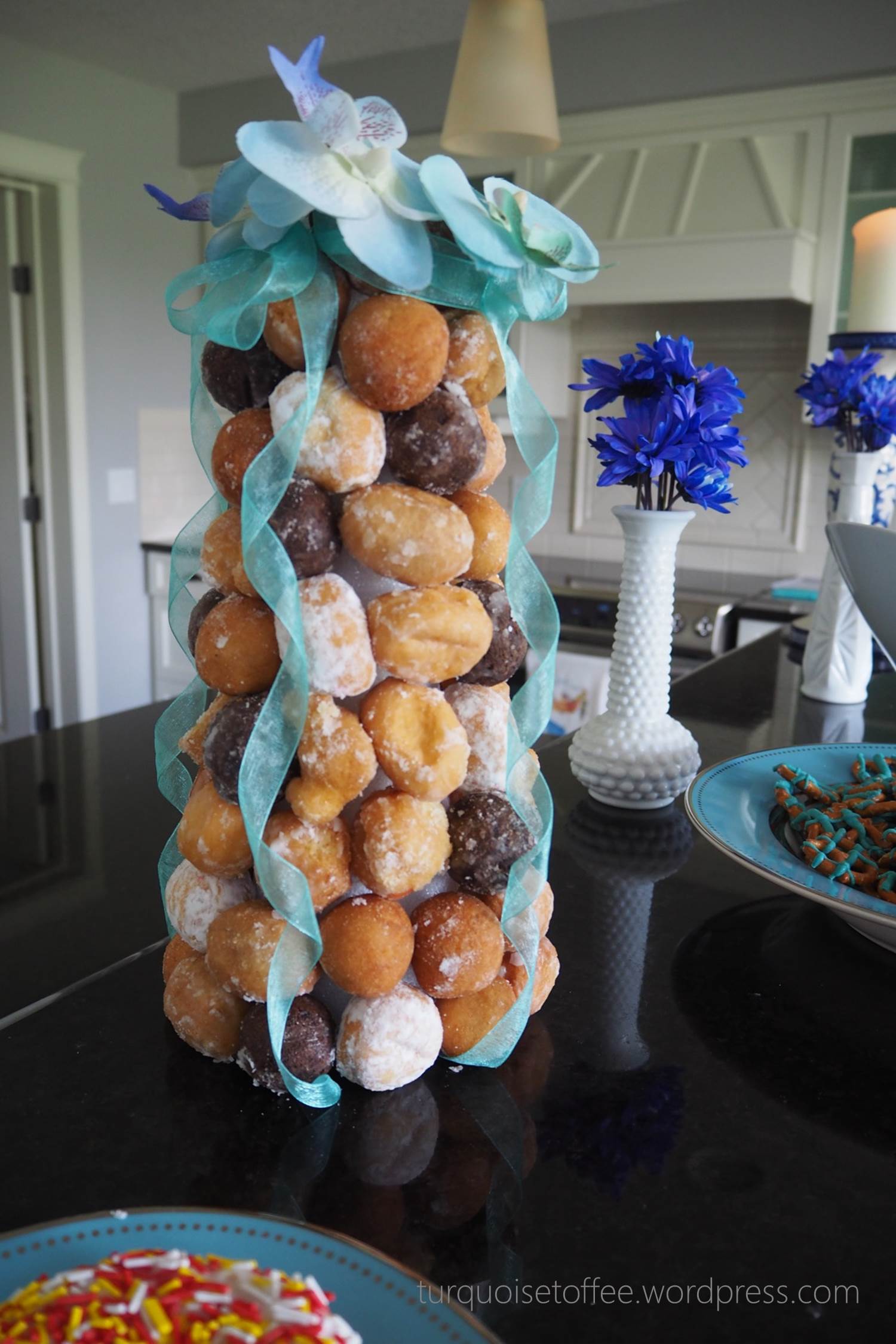 Turquoise Baby Sprinkle doughnut donut tower