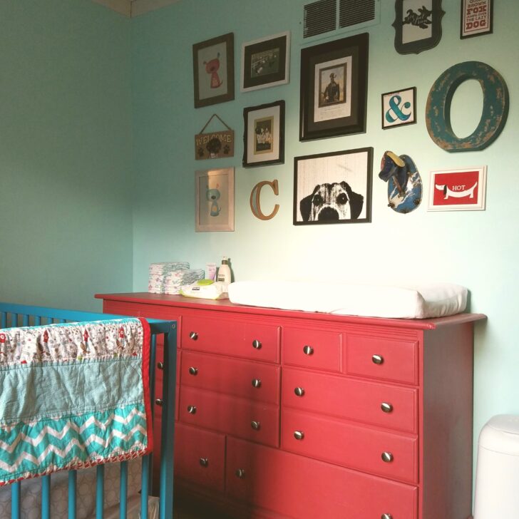 Teal and Red Puppy Nursery