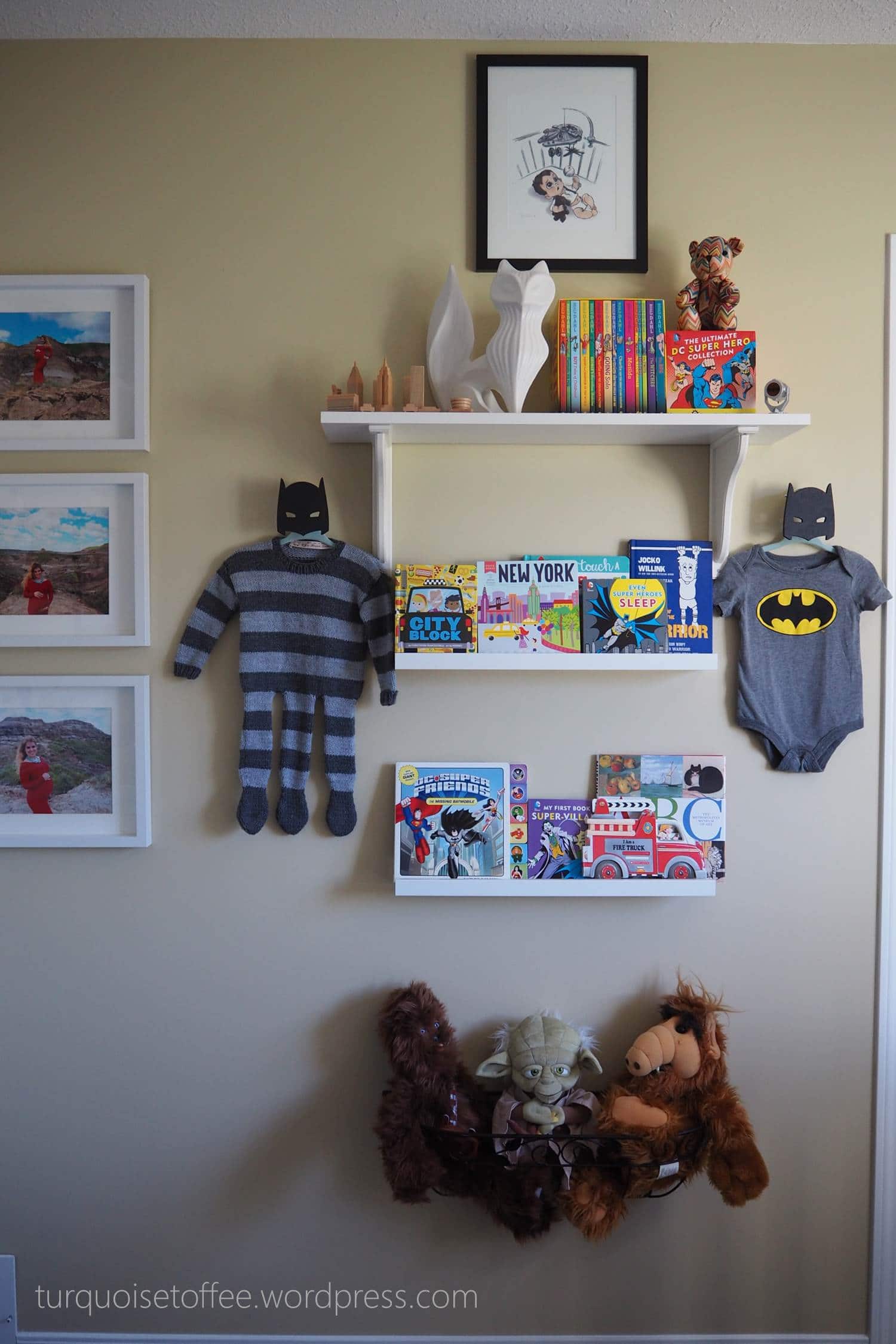 Batman Gotham City New York Baby Boy Nursery Bookshelves