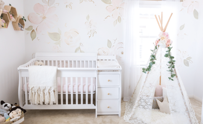 Floral Nursery with Lace Teepee