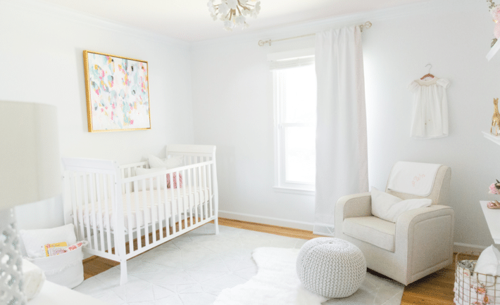 white and gold nursery