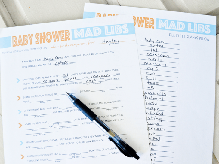 Baby Shower Mad Libs