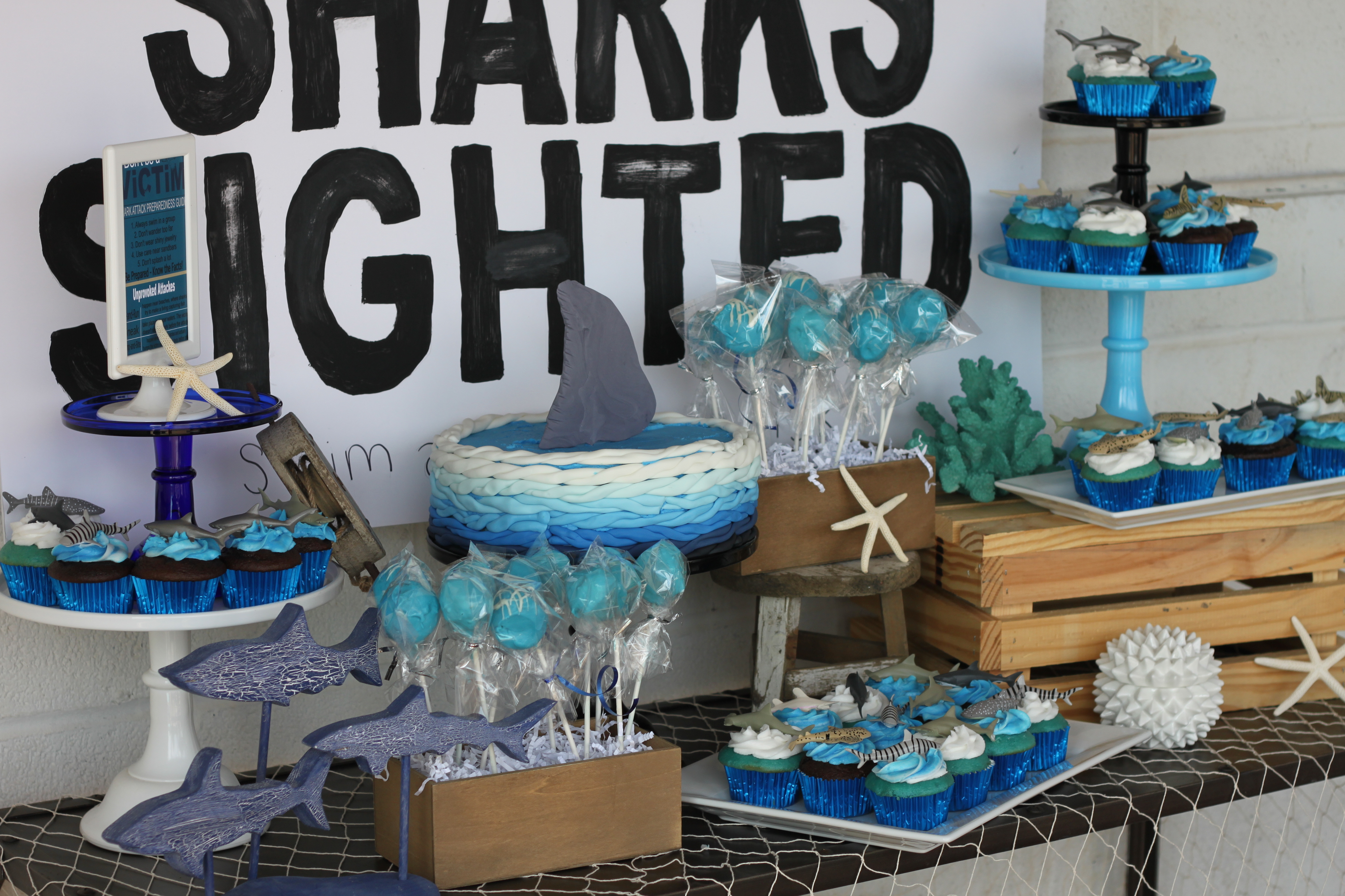 Shark themed birthday party, 1st birthday parties, Shark theme birthday
