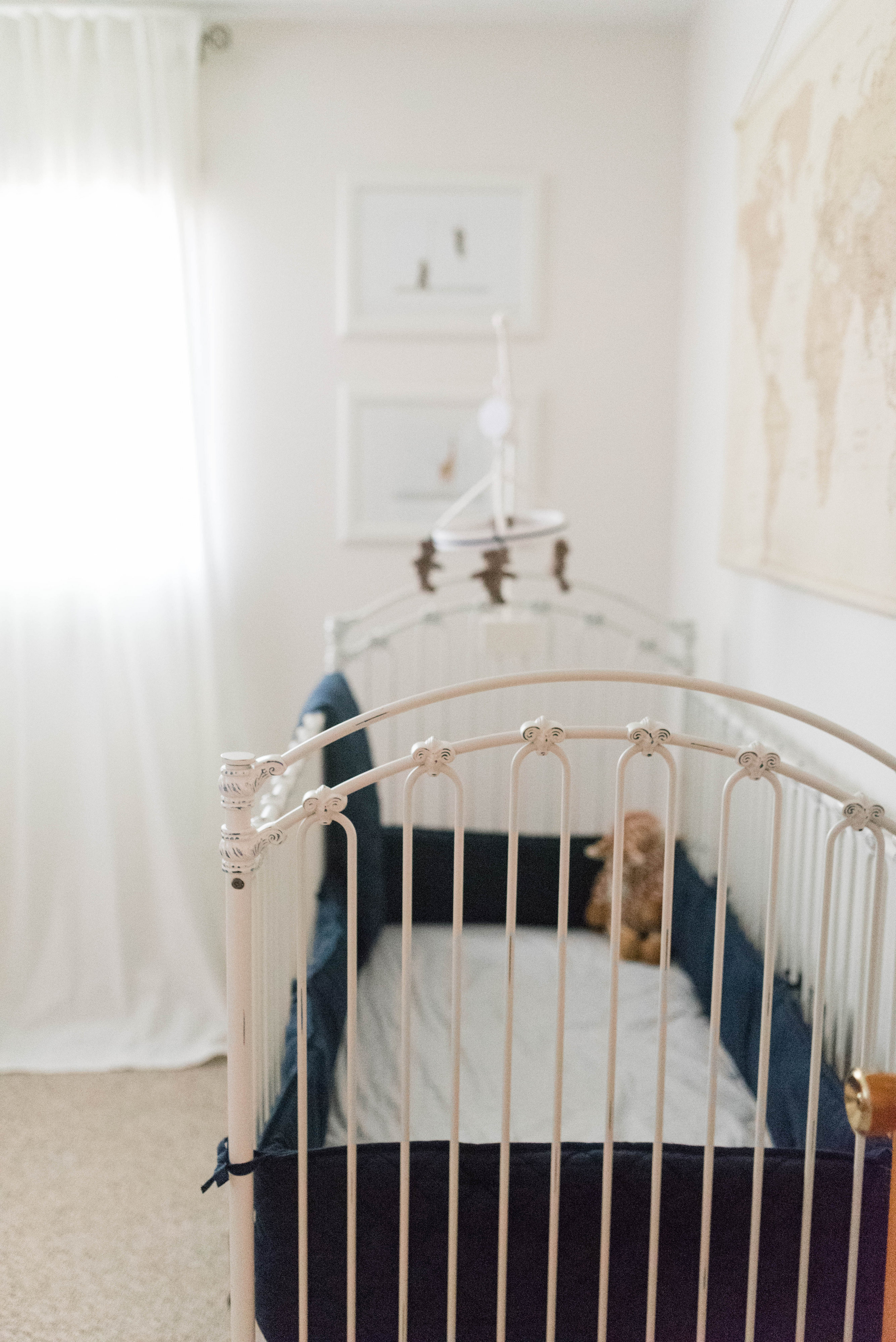 Navy & Gray Vintage Inspired Baby Boy Nursery captured by Jessica Husted Photography