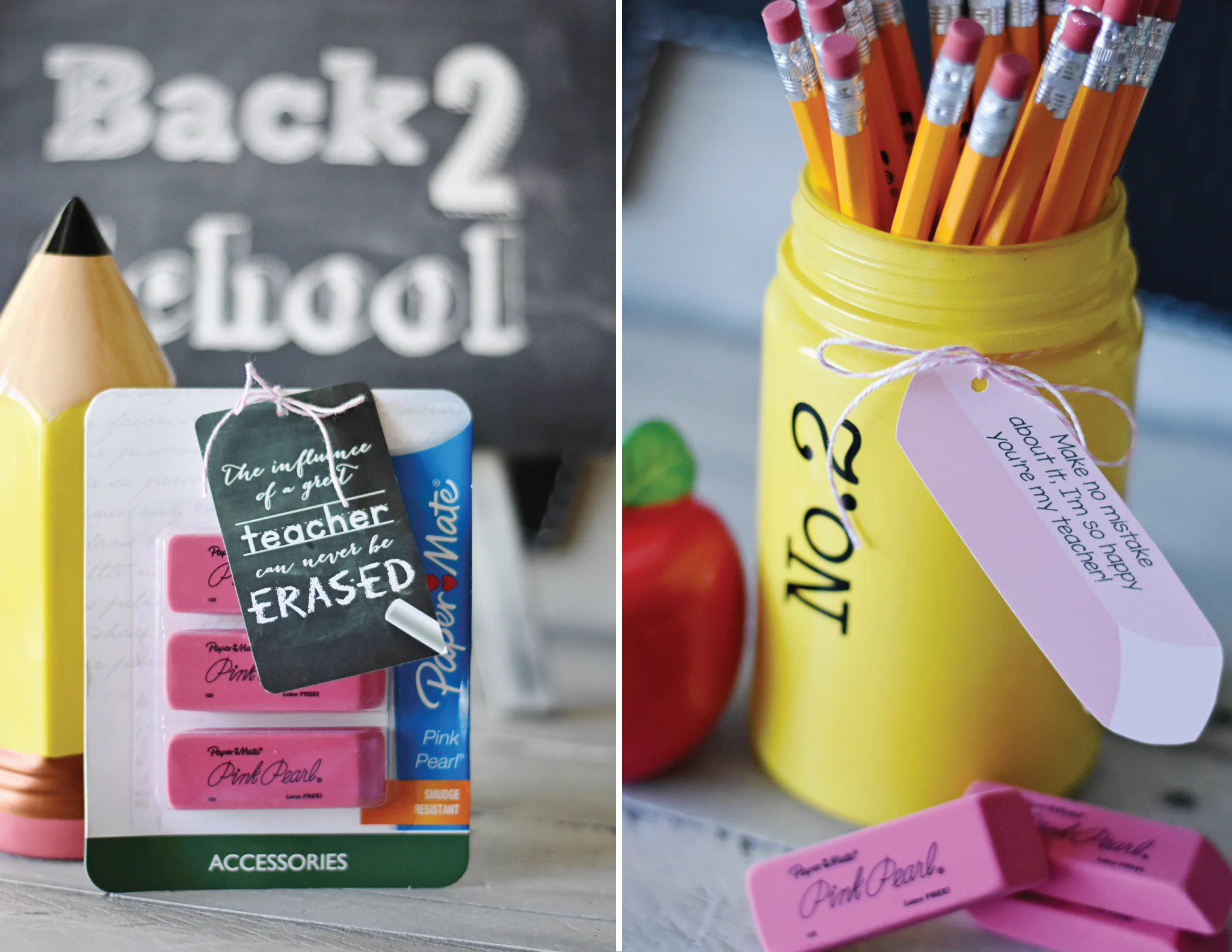 Pencil and Erasers Back to School Teacher Gift