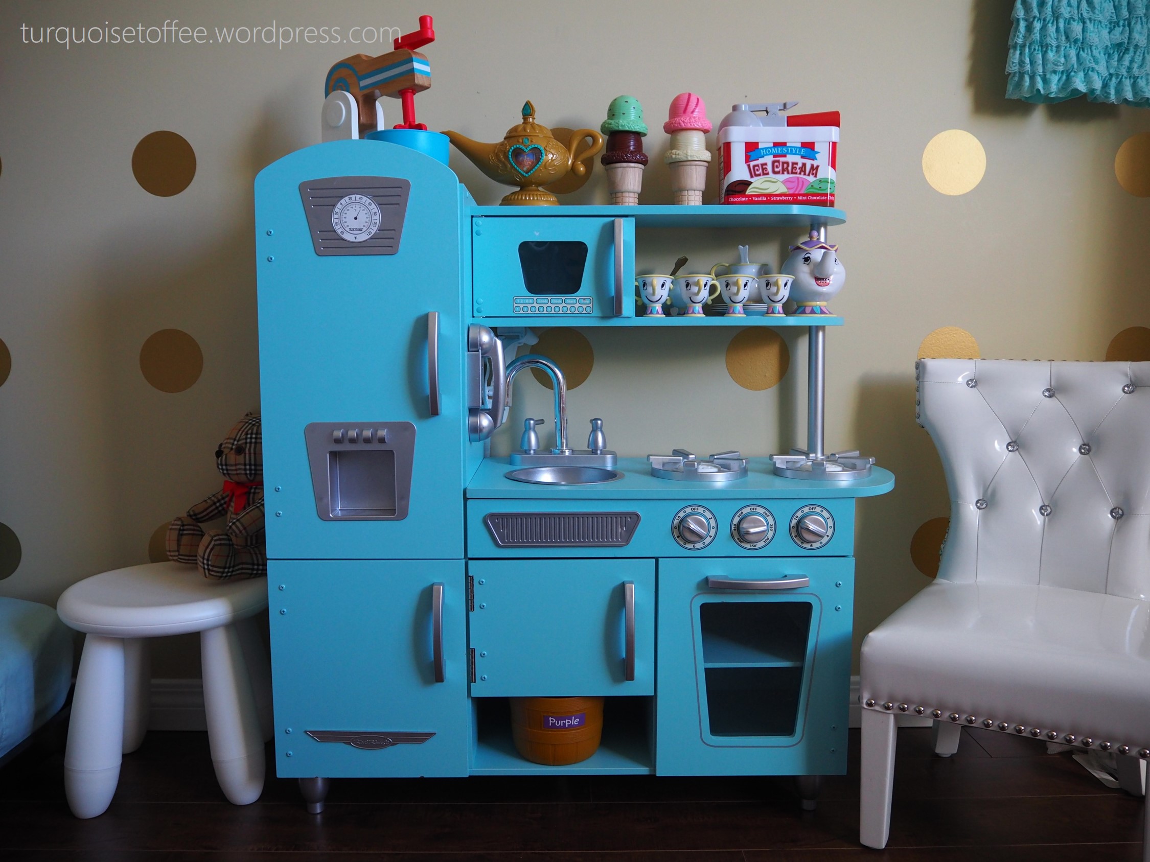Gold Turquoise Pink Little Girl Room Retro Kitchen x