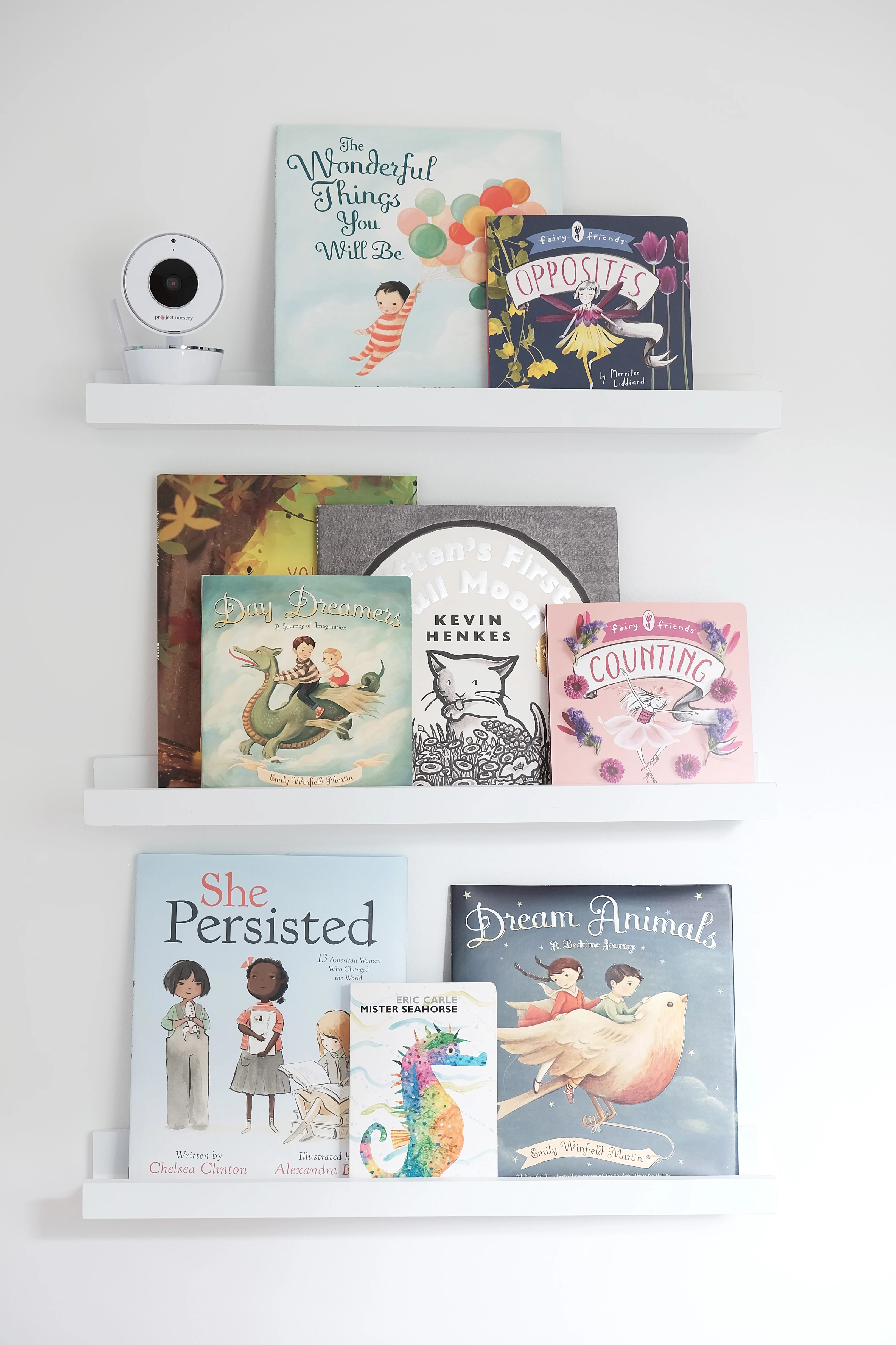 Book Shelves with Project Nursery Video Monitor - Project Nursery