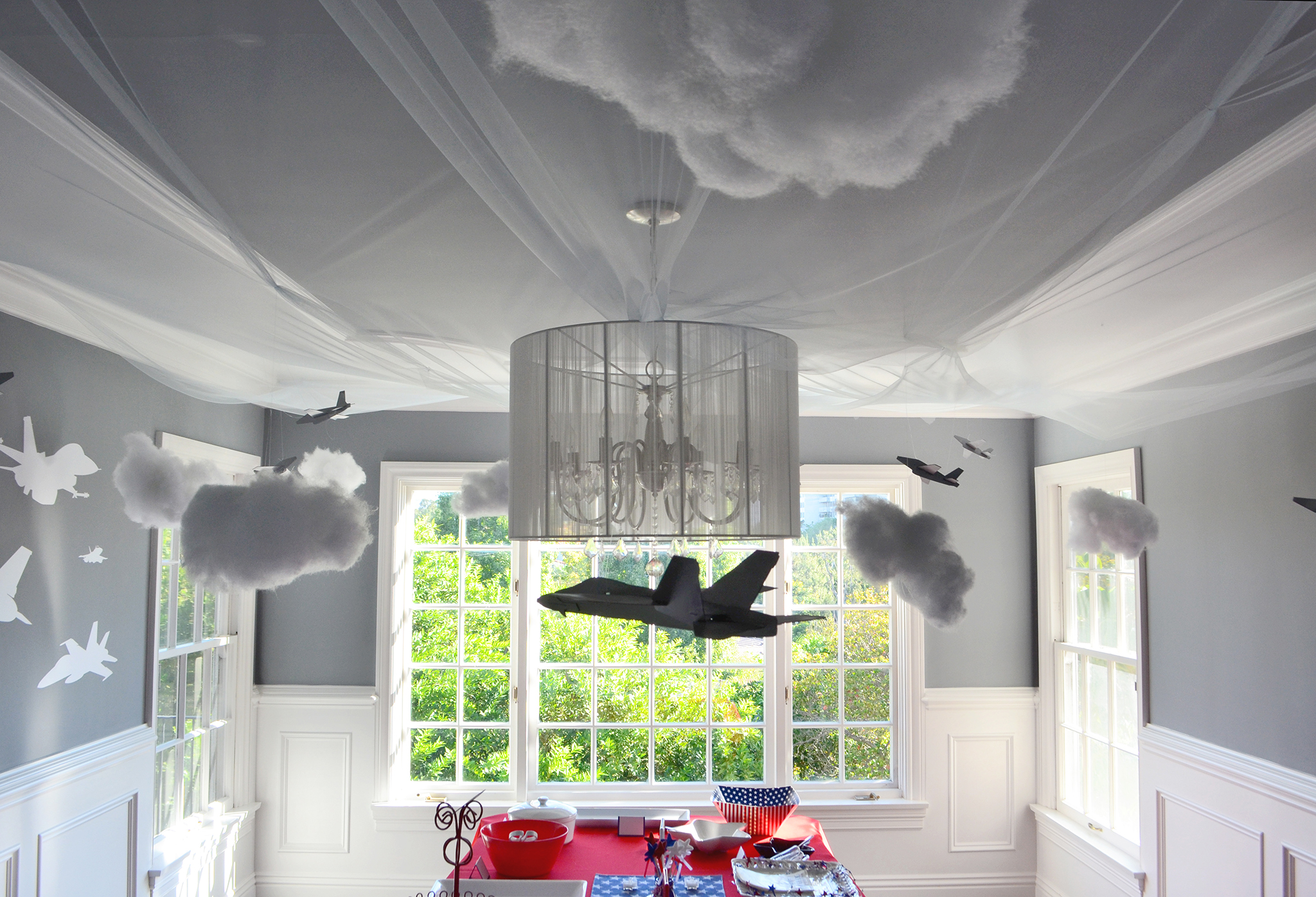 Cloud Nine Decor - Pillow batting for clouds and tulle for sky! - Project Nursery