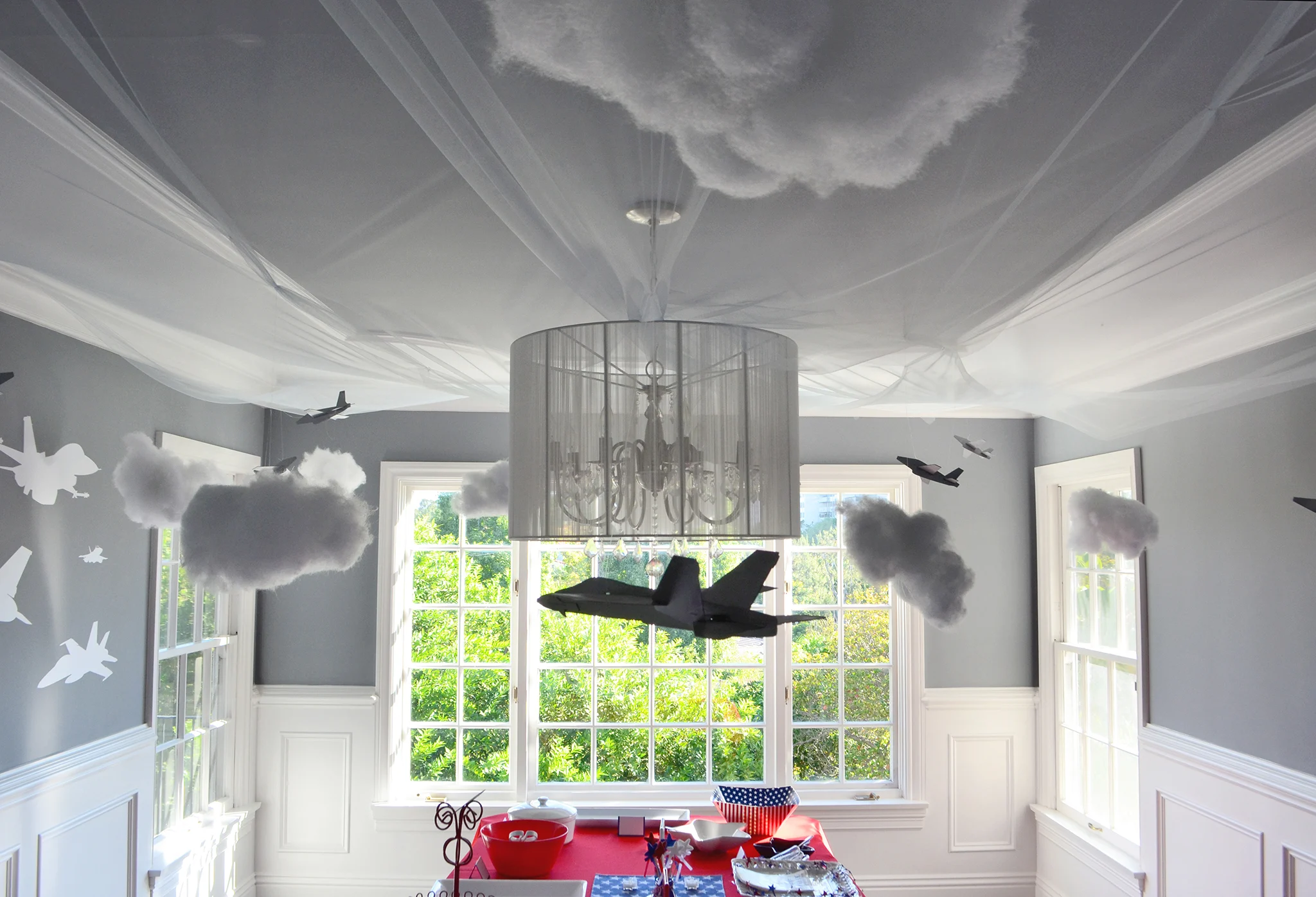 Cloud Nine Decor - Pillow batting for clouds and tulle for sky! - Project Nursery