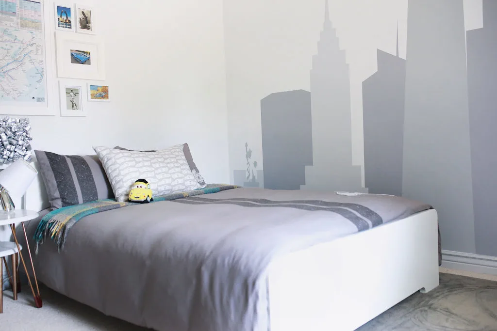 Big Kids Bedroom with New York City Skyline Mural - Project Nursery