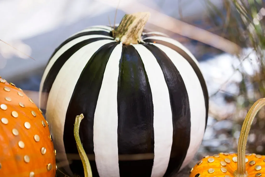 brit and co painted striped pumpkins