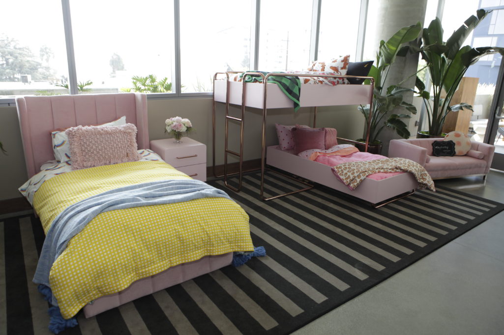 Incy Interiors Rose Gold Bunk Bed and Velvet Twin Bed
