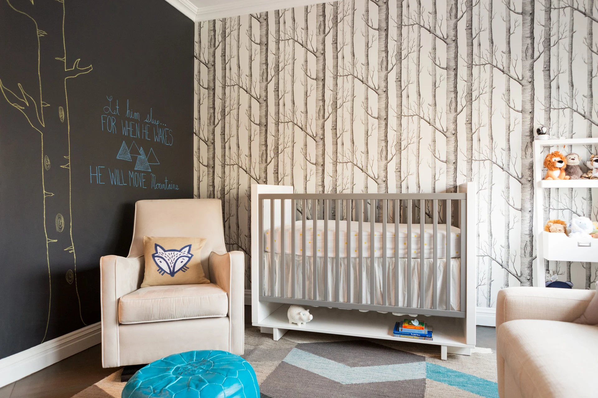 Woodsy themed baby sales room